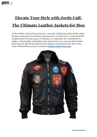 Elevate Your Style with Jorde Calf_ The Ultimate Leather Jackets for Men