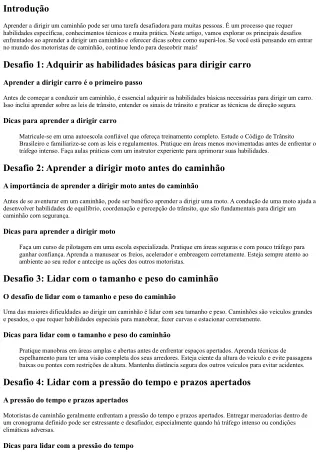 Conheça os principais desafios ao aprender a dirigir caminhão e como enfrentá-lo