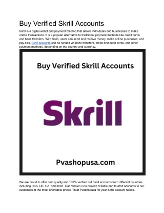3 Best site to Buy Verified Skrill Accounts 2024
