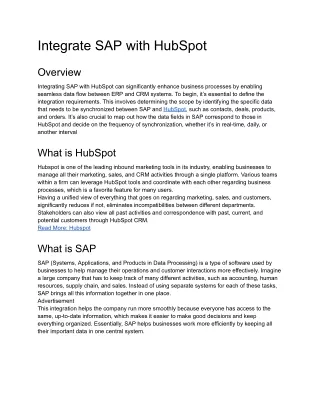 Integrate SAP with HubSpot