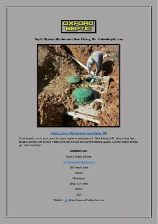 Septic System Maintenance New Albany, Ms | Oxfordseptic.com