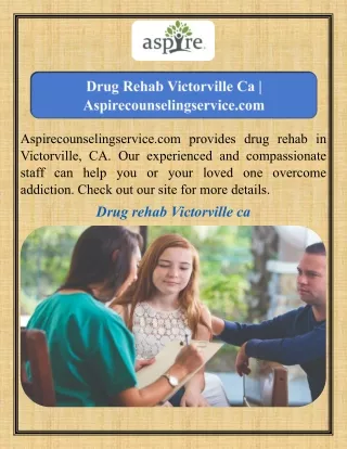 Drug Rehab Victorville Ca  Aspirecounselingservice.com