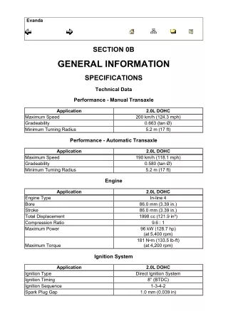 2003 CHEVROLET EVANDA Service Repair Manual