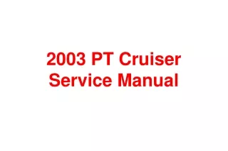 2003 Chrysler PT Cruiser Service Repair Manual