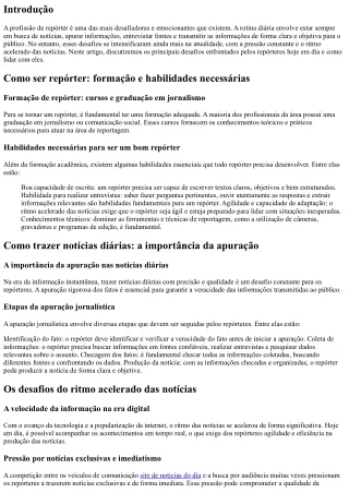 Os desafios do repórter na atualidade: como lidar com a pressão e o ritmo aceler