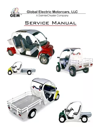 2003 GEM e825 2PNN Electric Motorcars Service Repair Manual