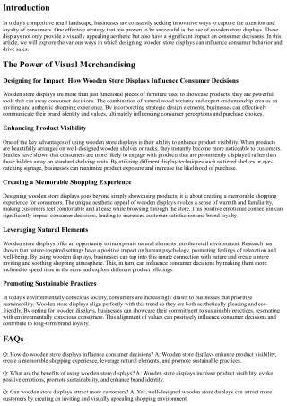 Designing for Impact: How Wooden Store Displays Influence Consumer Decisions