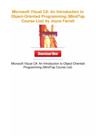 Microsoft Visual C#: An Introduction to Object-Oriented Programming