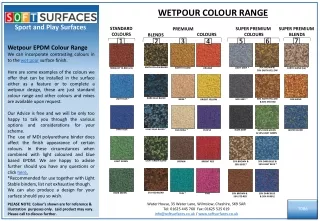 Wetpour Colours - Rubber EPDM Colour Range