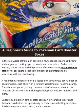 A Beginner's Guide to Pokémon Card Booster Boxes