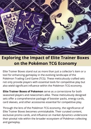 Exploring the Impact of Elite Trainer Boxes on the Pokémon TCG Economy