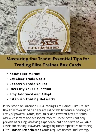 Mastering the Trade Essential Tips for Trading Elite Trainer Box Cards