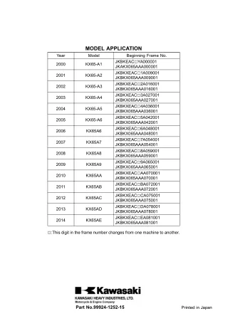 2003 Kawasaki KX65-A4 Service Repair Manual