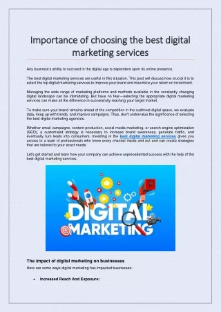 Importance of choosing the best digital marketing services