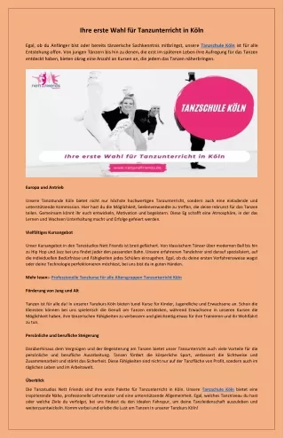 Meistern Sie das Tanzen in der Tanzschule Köln