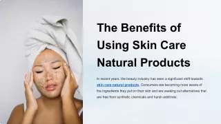 The Benefits of Using Skin Care Natural Products