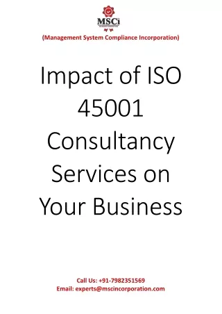 Impact of ISO 45001 Consultancy Services on Your Business