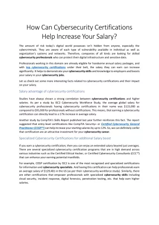 How Can Cybersecurity Certifications Help Increase Your Salary