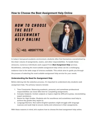 How to Choose the Best Assignment Help Online - Google Docs