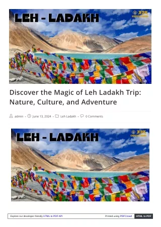 "Leh Ladakh Trip: Your Path to Adventure and Cultural Experience"