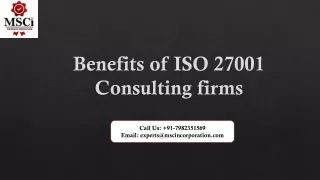 Benefits of ISO 27001 Consulting firms