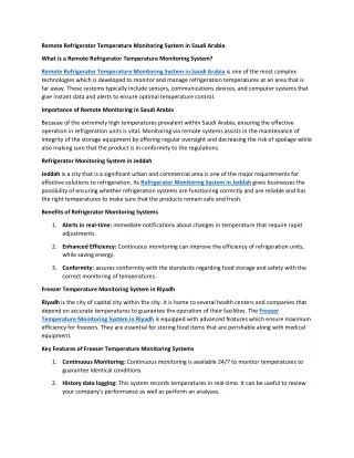 Remote Refrigerator Temperature Monitoring System in Saudi Arabia