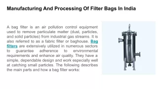 High Quality Bag Filters Manufacturers in India