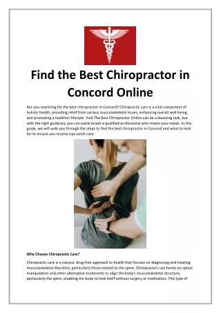 Find the Best Chiropractor in Concord Online