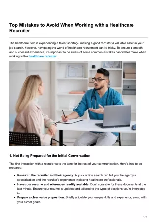 Top Mistakes to Avoid When Working with a Healthcare Recruiter