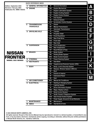 2003 NISSAN FRONTIER Service Repair Manual