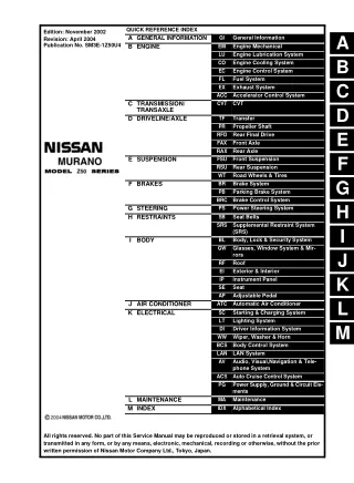 2003 NISSAN MURANO Service Repair Manual