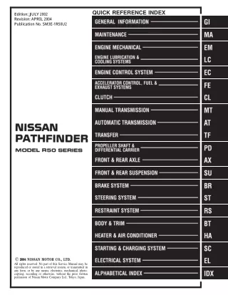 2003 NISSAN PATHFINDER Service Repair Manual