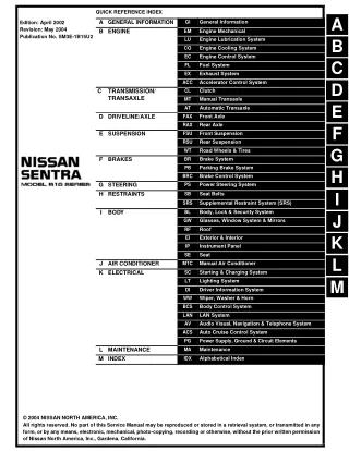 2003 NISSAN SENTRA Service Repair Manual