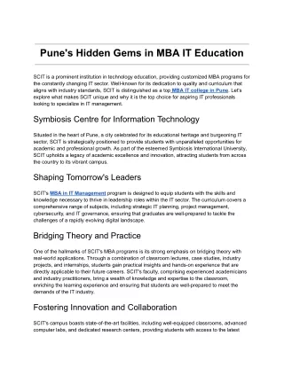 Pune's Hidden Gems in MBA IT Education