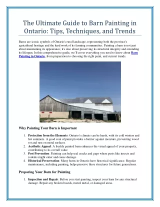 The Ultimate Guide to Barn Painting in Ontario: Tips, Techniques, and Trends