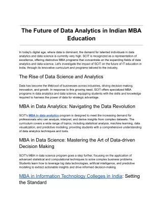 The Future of Data Analytics in Indian MBA Education