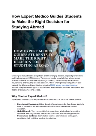 How Expert Medico Guides Students to Make the Right Decision for Studying Abroad
