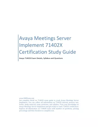 Avaya Meetings Server Implement 71402X Certification Study Guide