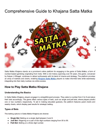 Comprehensive Guide to Satta Matka Khajana
