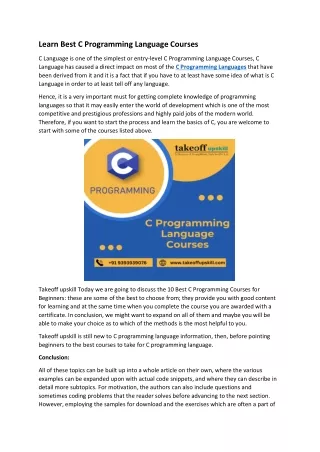 Learn Best C Programming Language Courses