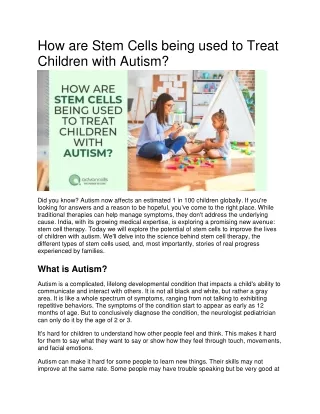 best stem cell treatment for autism in india