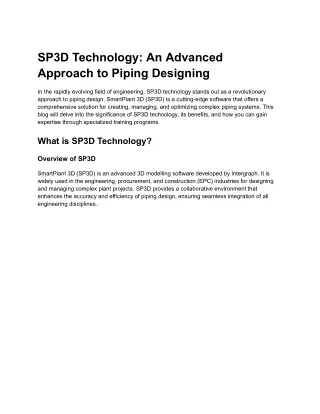 SP3D Technology_ An Advanced Approach to Piping Designing