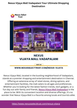 Nexus Vijaya Mall Vadapalani Your Ultimate Shopping Destination