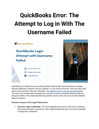 QuickBooks Error_ The Attempt to Log in With The Username Failed