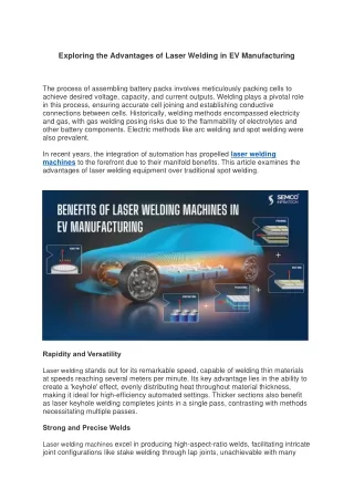 Exploring the Advantages of Laser Welding in EV Manufacturing