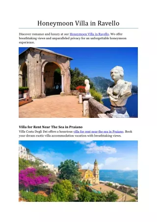 Honeymoon Villa in Ravello