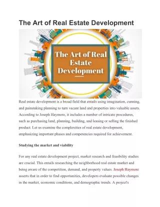 The Art of Real Estate Development: Essential Guide