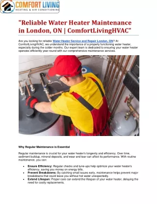 Reliable Water Heater Maintenance in London, ON-ComfortLivingHVAC