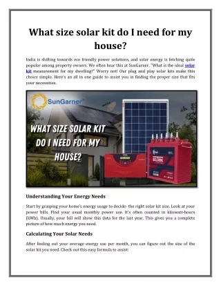 What size solar kit do I need for my house