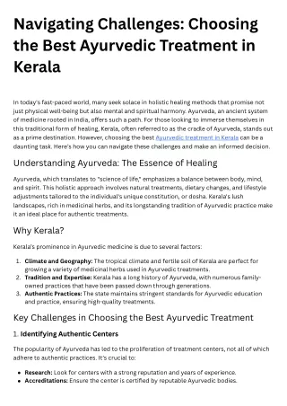 Navigating Challenges Choosing the Best Ayurvedic Treatment in Kerala